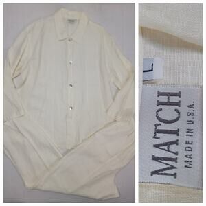 MATCH Brand 100% Linen SET Sz Large Blouse And Pants Ivory Lagenlook Coastal